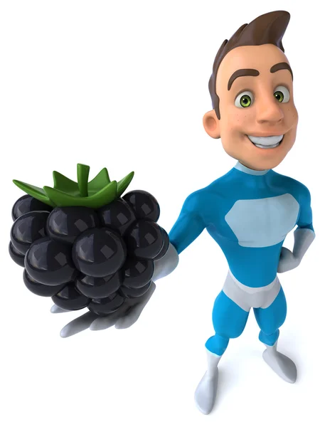 Blackberry ile eğlenceli süper kahraman — Stok fotoğraf