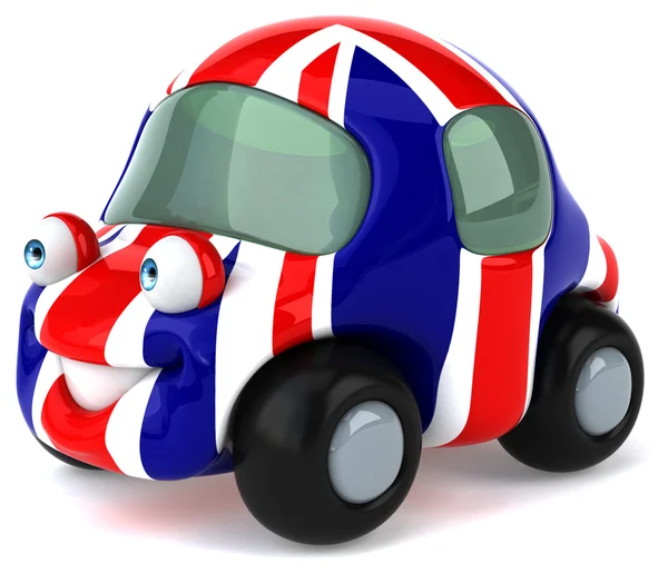 Fun auto met Engels vlag — Stockfoto