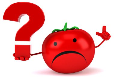 eğlenceli bir soru işareti ile domates