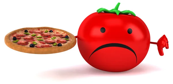 Divertido tomate con pizza —  Fotos de Stock