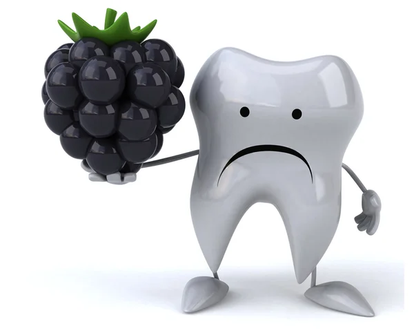 Roliga tecknade tand med blackberry — Stockfoto