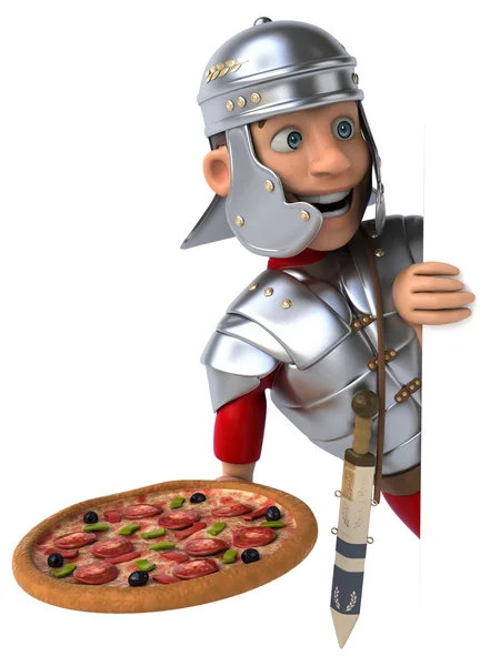 Rzymski żołnierz z pizzy — Zdjęcie stockowe