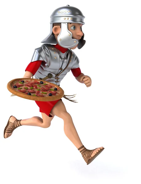 Soldado romano com pizza — Fotografia de Stock