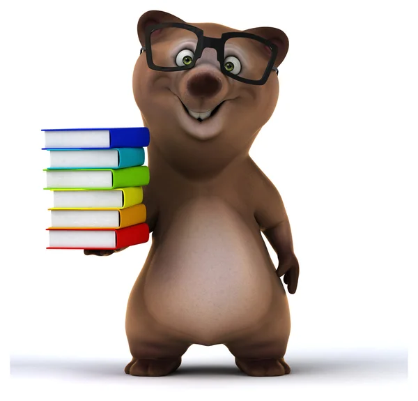 Urso divertido com livros — Fotografia de Stock