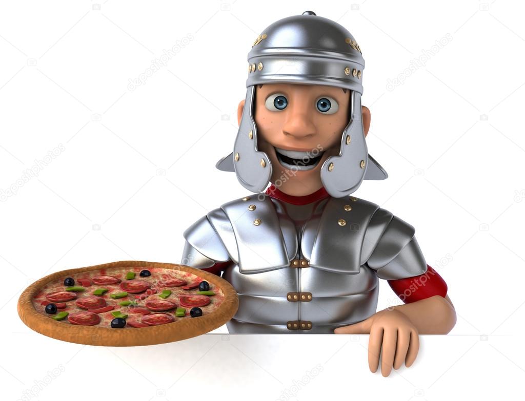 Roman soldier with pizza