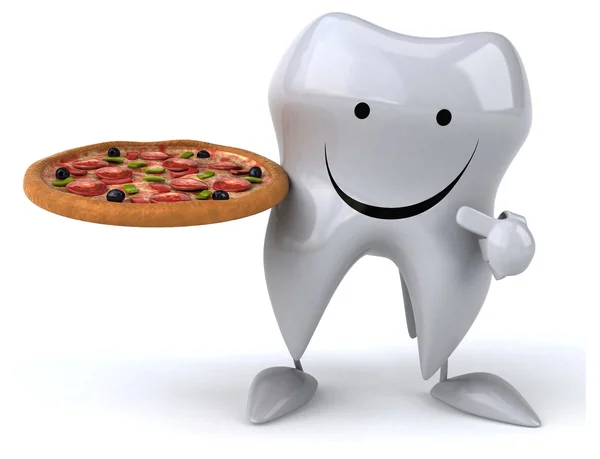 Dente divertido com pizza — Fotografia de Stock