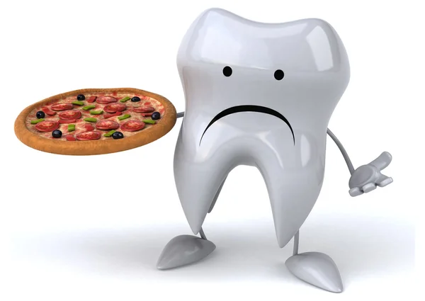 Dente divertente con pizza — Foto Stock