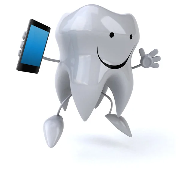 Fun tooth with smart phone — Stock Photo, Image