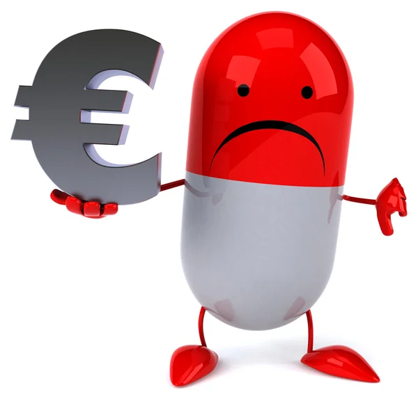 Fun pill with euro sign — Stock Photo, Image