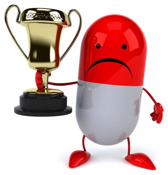 Pill with golden trophy — Stock Photo, Image