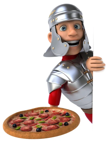 Romersk soldat med pizza – stockfoto