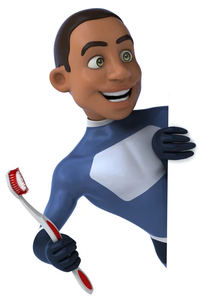 有趣的牙刷的超级英雄 — 图库照片