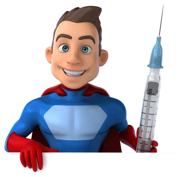 Superhero with a syringe — Stock Photo, Image