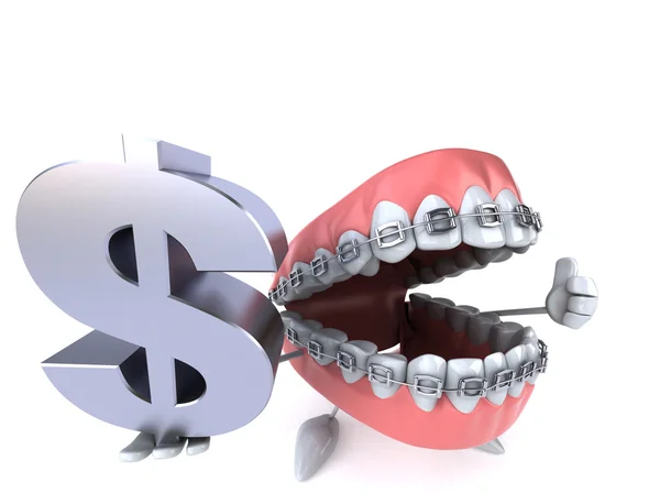 Spaß Zähne mit Dollar-Zeichen — Stockfoto