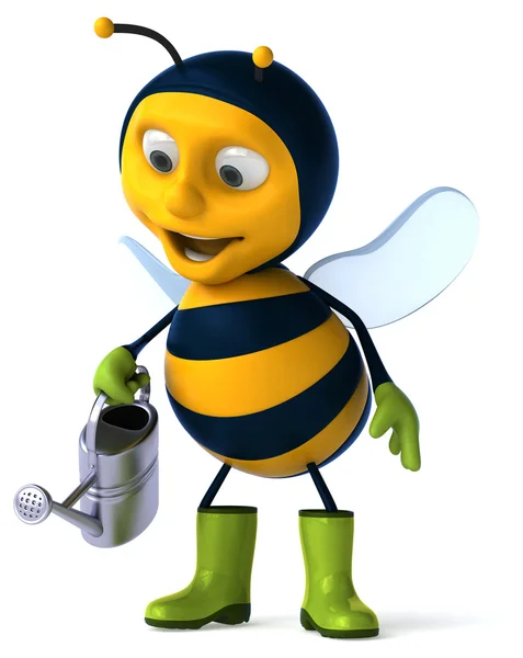 Веселая пчела в сапогах с кастрюлей — стоковое фото