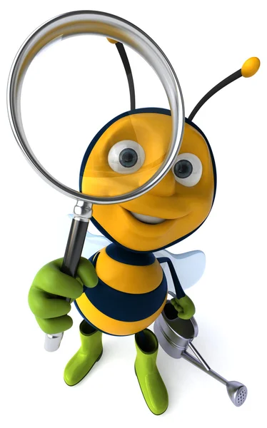 Spaßbiene in Stiefeln mit Gießkanne — Stockfoto