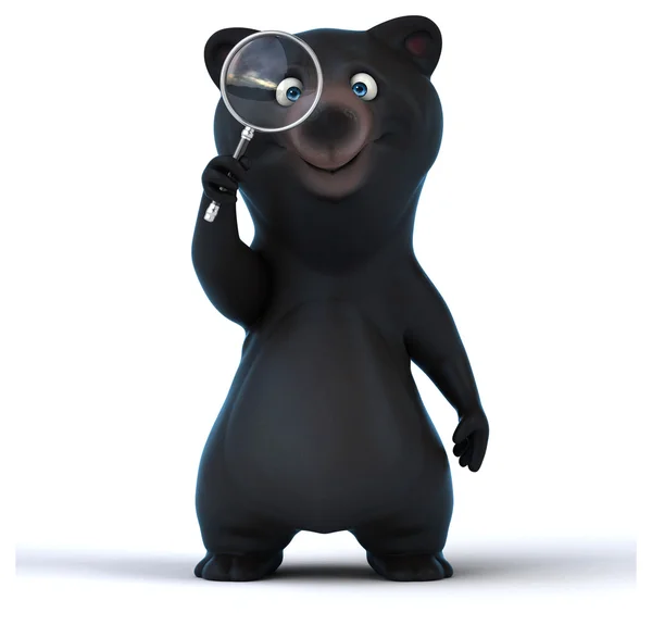 Urso divertido com lupa — Fotografia de Stock
