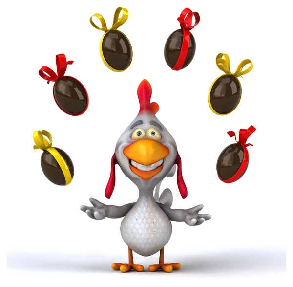Chicken and easter eggs — Stock Photo, Image