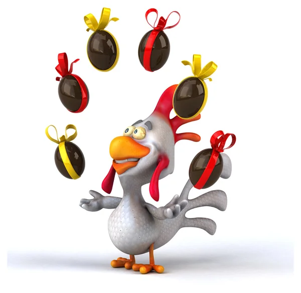 Chicken and easter eggs — Stock Photo, Image