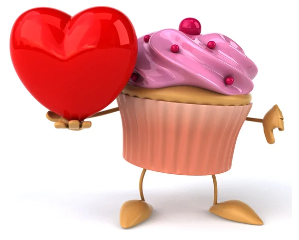 Cupcake con corazón rojo —  Fotos de Stock