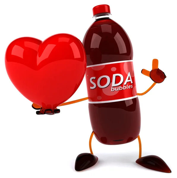 Butelki sody z czerwonym sercem — Zdjęcie stockowe