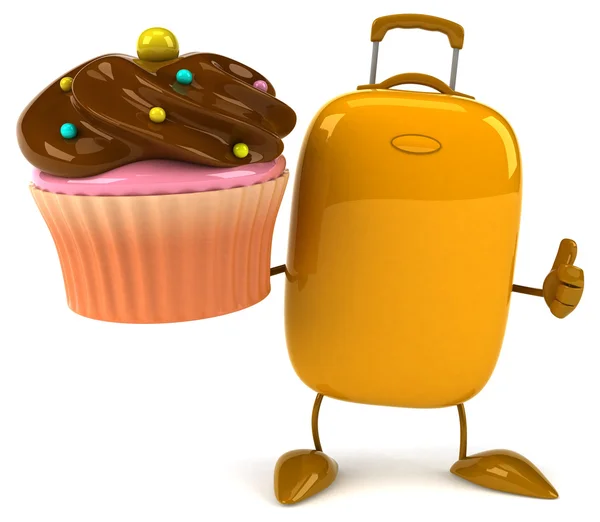 Koffer mit Cupcake — Stockfoto