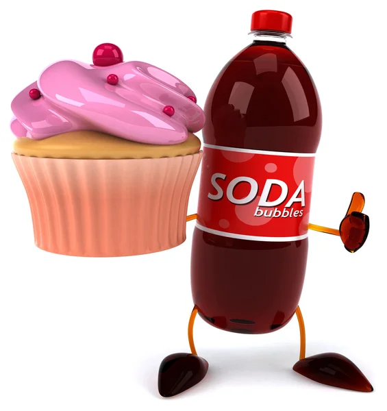 Diversão garrafa de refrigerante dos desenhos animados — Fotografia de Stock