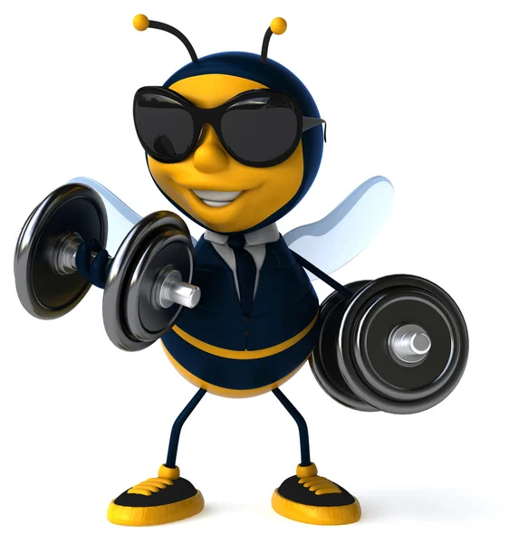 Businessman bee  with dumbbells — Stock Photo, Image