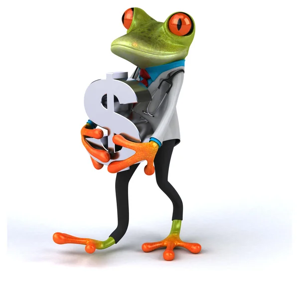 Fin lekarz żaba z znak dolara — Zdjęcie stockowe