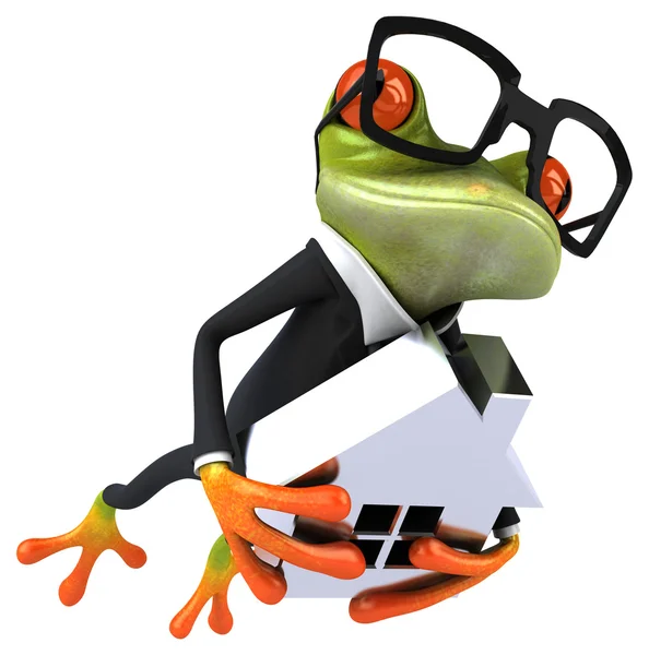 Fun frog with model of house — Stock Photo, Image