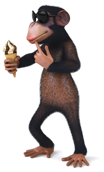Macaco divertido com sorvete — Fotografia de Stock