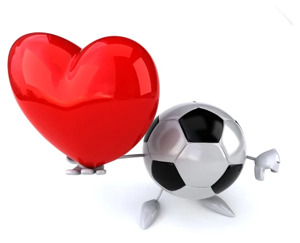 Pelota de fútbol con corazón rojo — Foto de Stock
