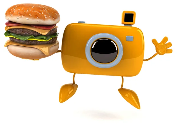 Fun camera with burger — Stock Photo, Image