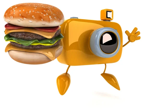 Fun camera with burger — Stock Photo, Image