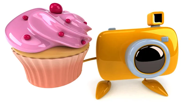 Διασκεδαστικό κάμερα με cupcake — Φωτογραφία Αρχείου