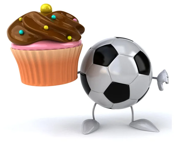 Fotboll bollen med cupcake — Stockfoto