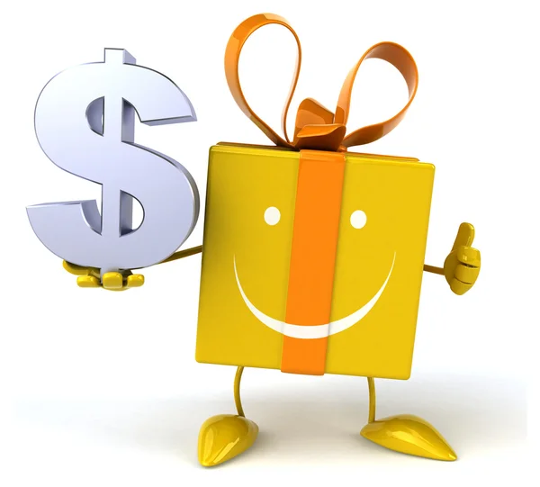Fun gift with dollar sign — Stock Photo, Image
