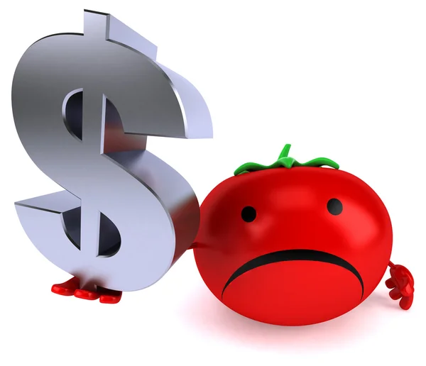 Divertido tomate con signo de dólar — Foto de Stock