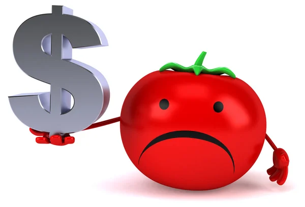 Divertido tomate con signo de dólar — Foto de Stock