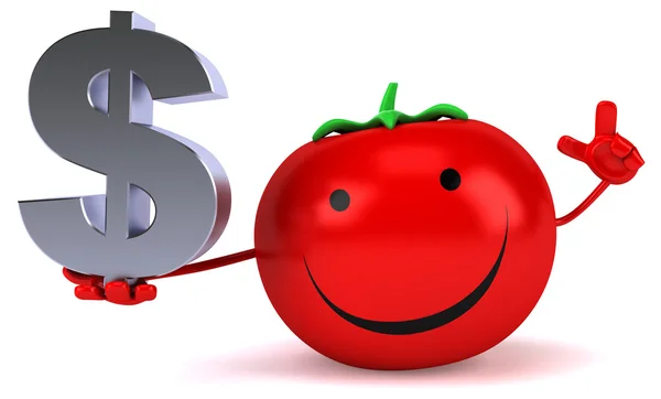 Dolar işareti olan domates eğlenceli — Stok fotoğraf