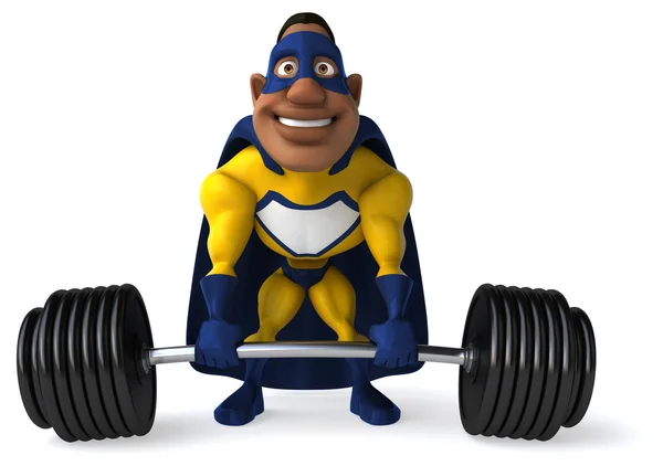 Süper kahraman ağırlıkları ile eğlenceli — Stok fotoğraf