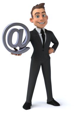 E-posta simgesi olan eğlenceli iş adamı