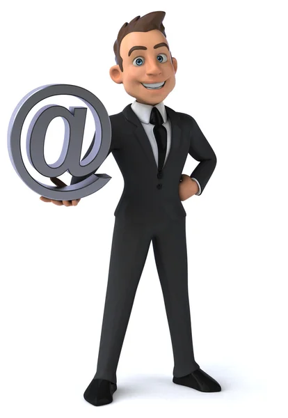 Fun businessman with email symbol — Stock Photo, Image