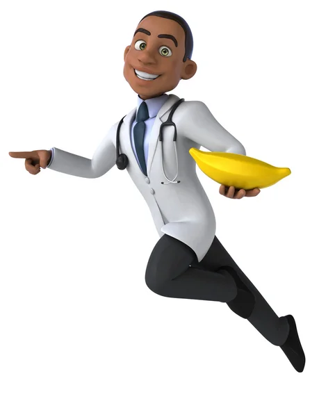 Fun doctor with banana — Stock Photo, Image