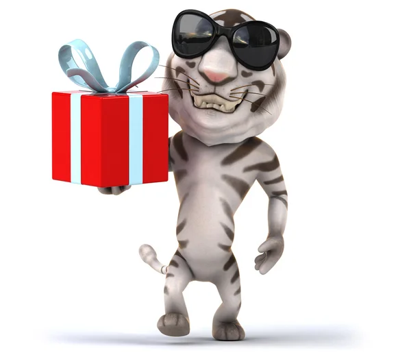 Tigre con bonito regalo — Foto de Stock