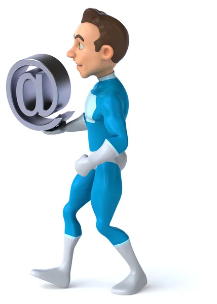 Fun superhero with email symbol — Stock Photo, Image