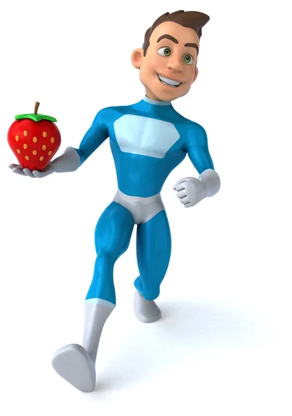 Kul superhjälte med jordgubbe — Stockfoto