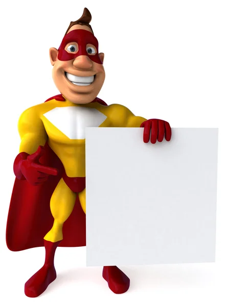 Fun superhero and blank board — Stock Photo, Image