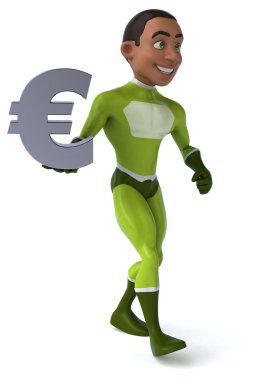 Euro simgesi ile eğlenceli süper kahraman