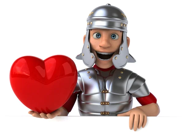 Roman soldier with red heart — Stock Photo, Image